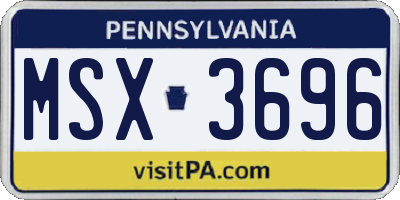 PA license plate MSX3696