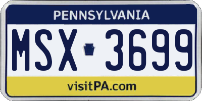 PA license plate MSX3699