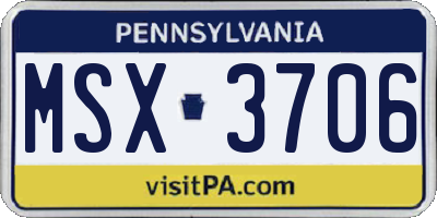 PA license plate MSX3706