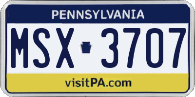 PA license plate MSX3707