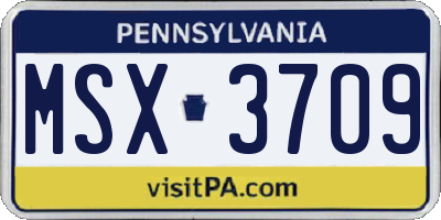 PA license plate MSX3709