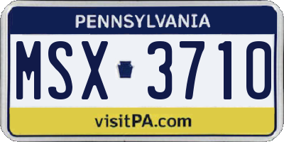 PA license plate MSX3710