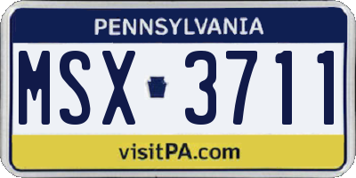PA license plate MSX3711