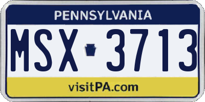 PA license plate MSX3713