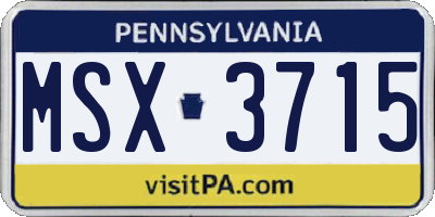 PA license plate MSX3715