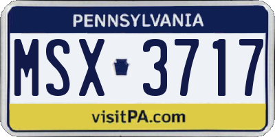 PA license plate MSX3717