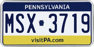 PA license plate MSX3719