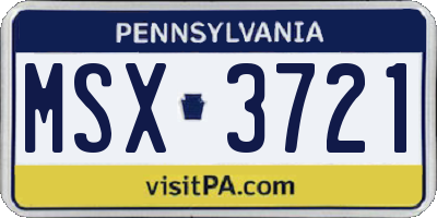 PA license plate MSX3721