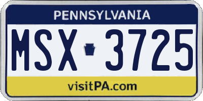 PA license plate MSX3725