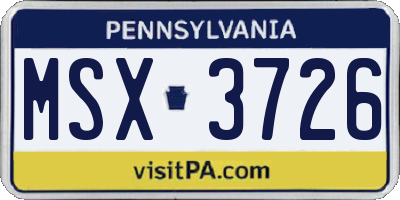 PA license plate MSX3726