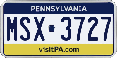 PA license plate MSX3727