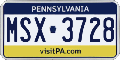 PA license plate MSX3728