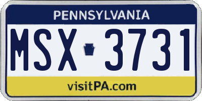 PA license plate MSX3731