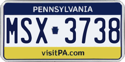 PA license plate MSX3738