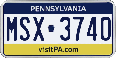 PA license plate MSX3740