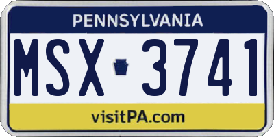 PA license plate MSX3741