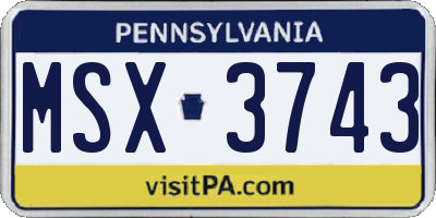 PA license plate MSX3743