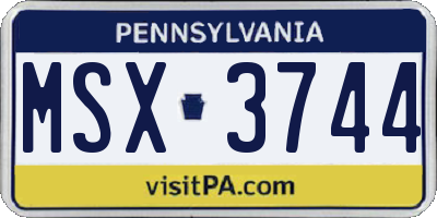 PA license plate MSX3744