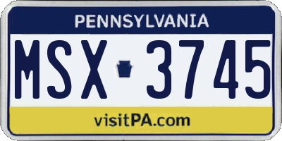 PA license plate MSX3745