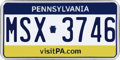 PA license plate MSX3746