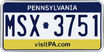 PA license plate MSX3751