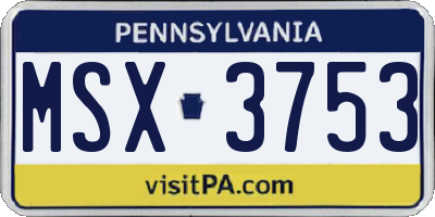 PA license plate MSX3753