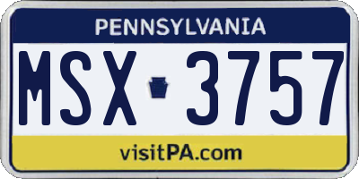 PA license plate MSX3757