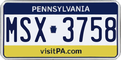 PA license plate MSX3758