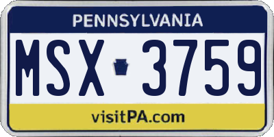 PA license plate MSX3759