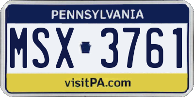 PA license plate MSX3761