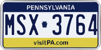 PA license plate MSX3764