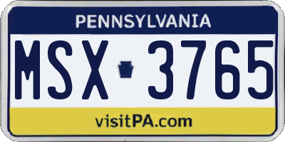 PA license plate MSX3765
