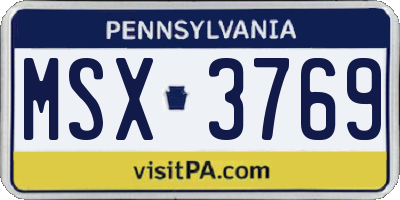 PA license plate MSX3769