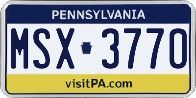 PA license plate MSX3770