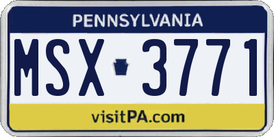 PA license plate MSX3771