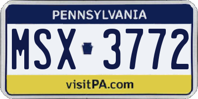 PA license plate MSX3772