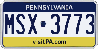 PA license plate MSX3773