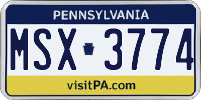 PA license plate MSX3774
