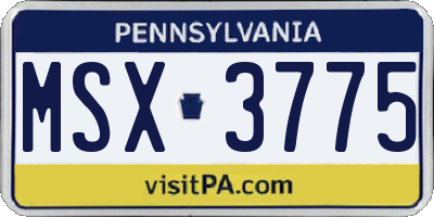 PA license plate MSX3775
