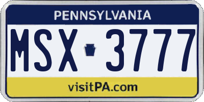 PA license plate MSX3777