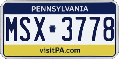 PA license plate MSX3778