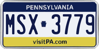 PA license plate MSX3779