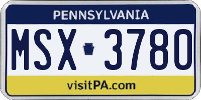 PA license plate MSX3780