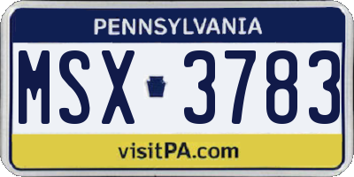 PA license plate MSX3783