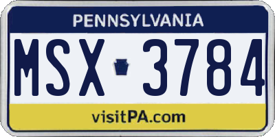 PA license plate MSX3784