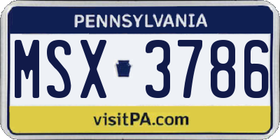 PA license plate MSX3786