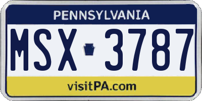 PA license plate MSX3787