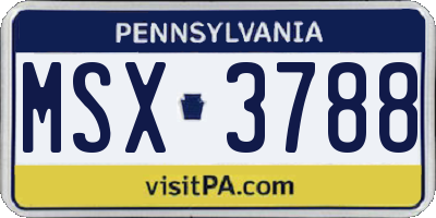 PA license plate MSX3788