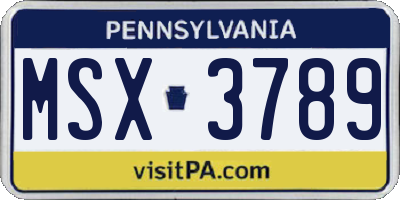 PA license plate MSX3789