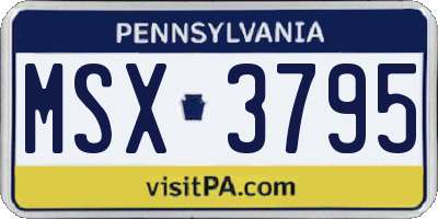 PA license plate MSX3795